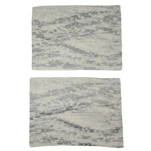 West Elm Pair of Bark Textured Placemats Cream Silver Gray Linen Blend Rectangle